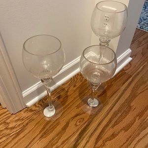 Crackled glass candle holders